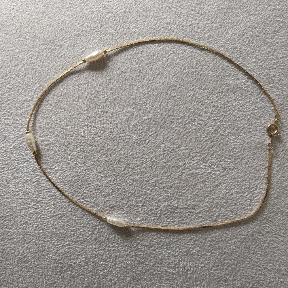 Fashion anklet gold color with pearls